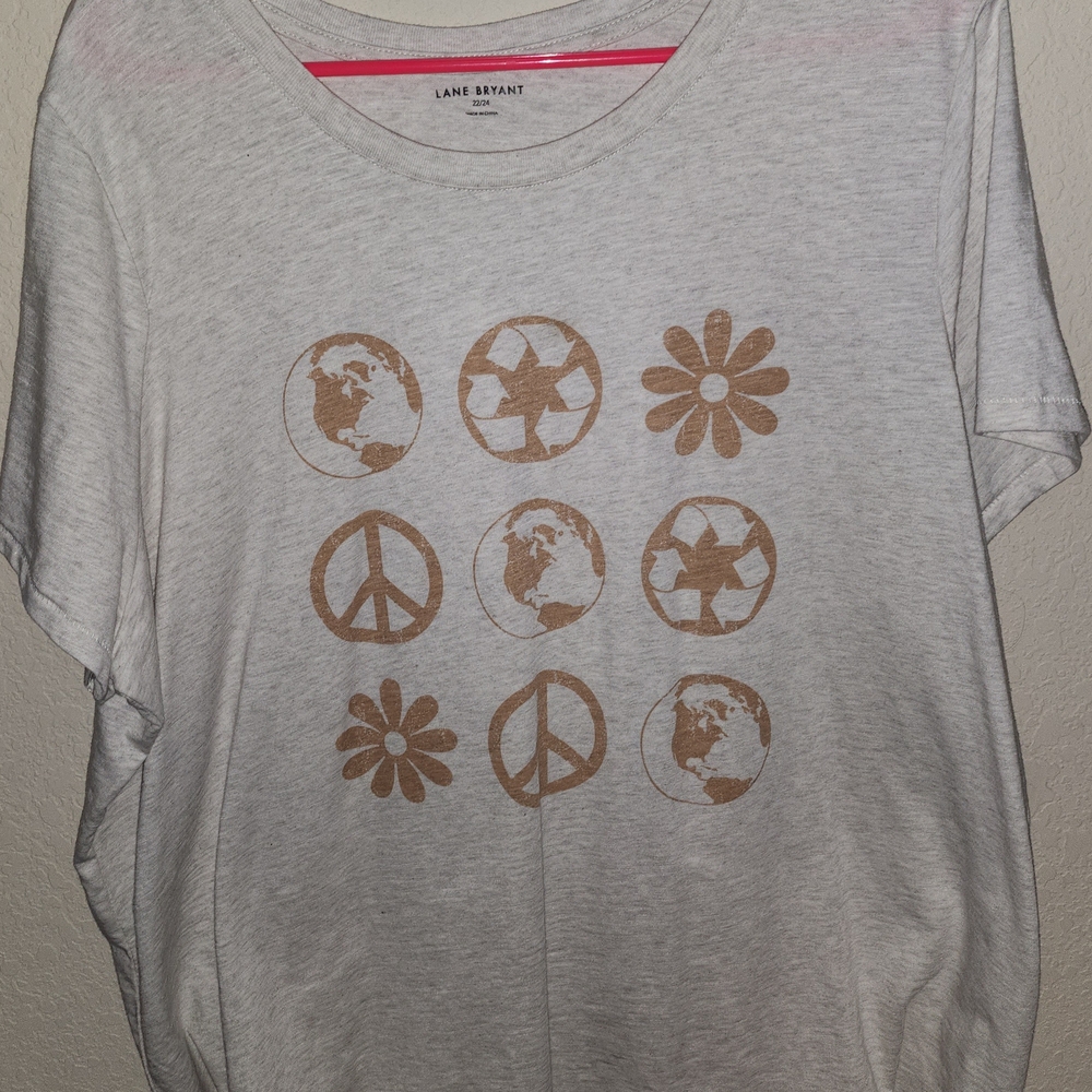 Lane Bryant Graphic Tee with Earth and Peace Symbols